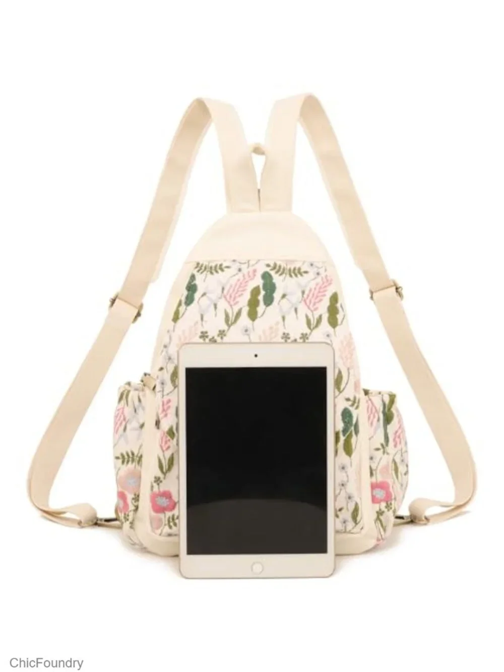 Embroidered Sling Backpack Crossbody Purse Anti-Theft Travel Daypack Adjustable